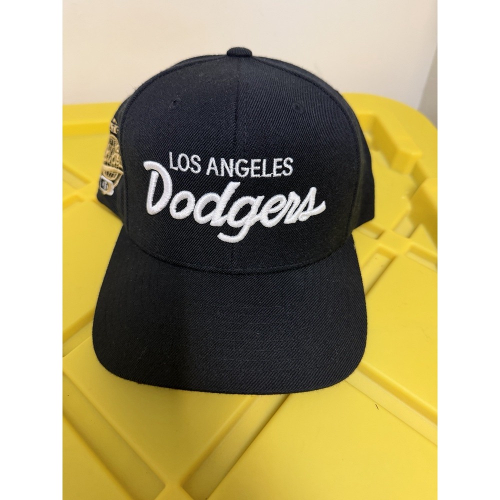 Vintage Los Angeles Dodgers Hat Script Spell Out Dome Black Baseball MLB 90s